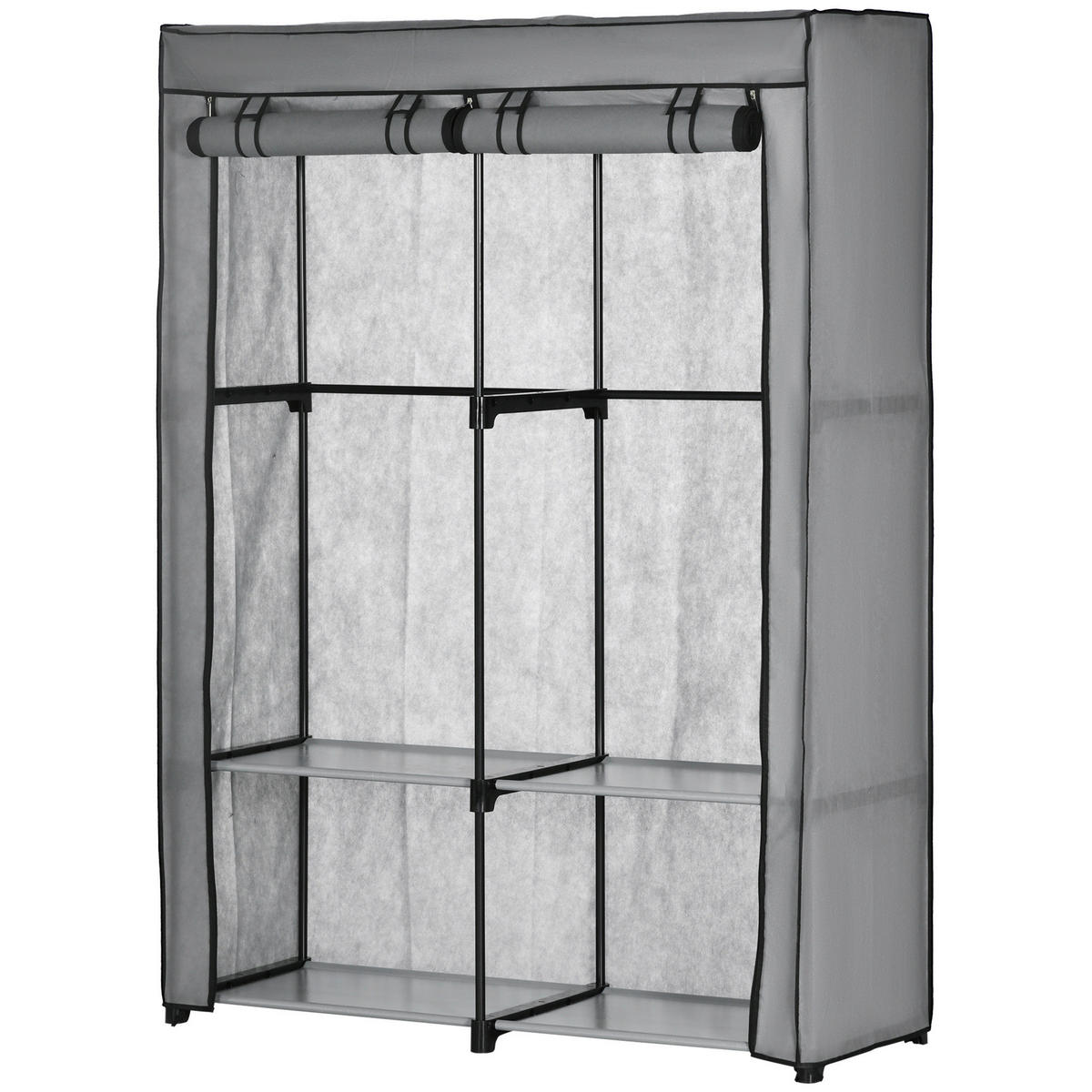 HOMCOM Kleiderschrank hellgrau Polypropylen B/H/L: ca. 49x118x170 cm Kleiderschrank - hellgrau (170,00/49,00/118,00cm) - HOMCOM