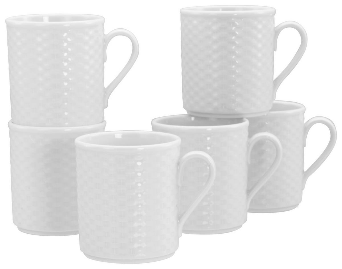 CreaTable Kaffeebecher Polo weiß Porzellan 6 tlg. Polo - weiß - CreaTable