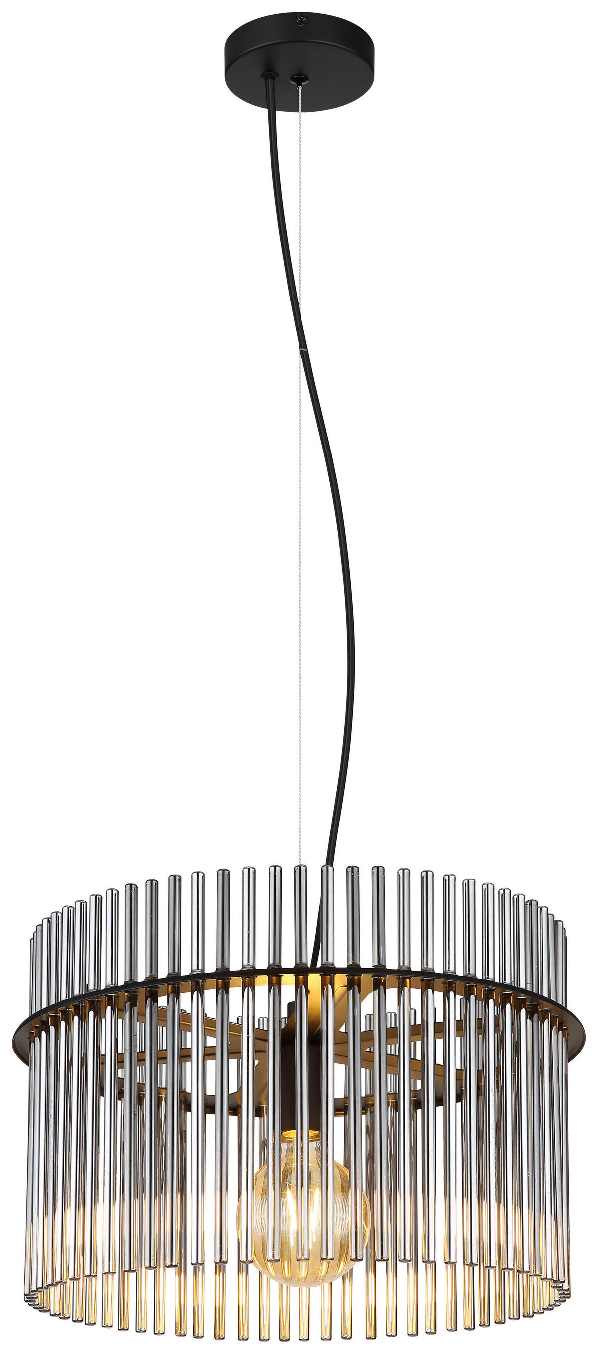 GLOBO Pendelleuchte Gorley 15698H schwarz Metall H/D: ca. 150x40 cm E27 1 Brennstellen Pendelleuchte_Gorley - schwarz (40,00/150,00cm) - GLOBO
