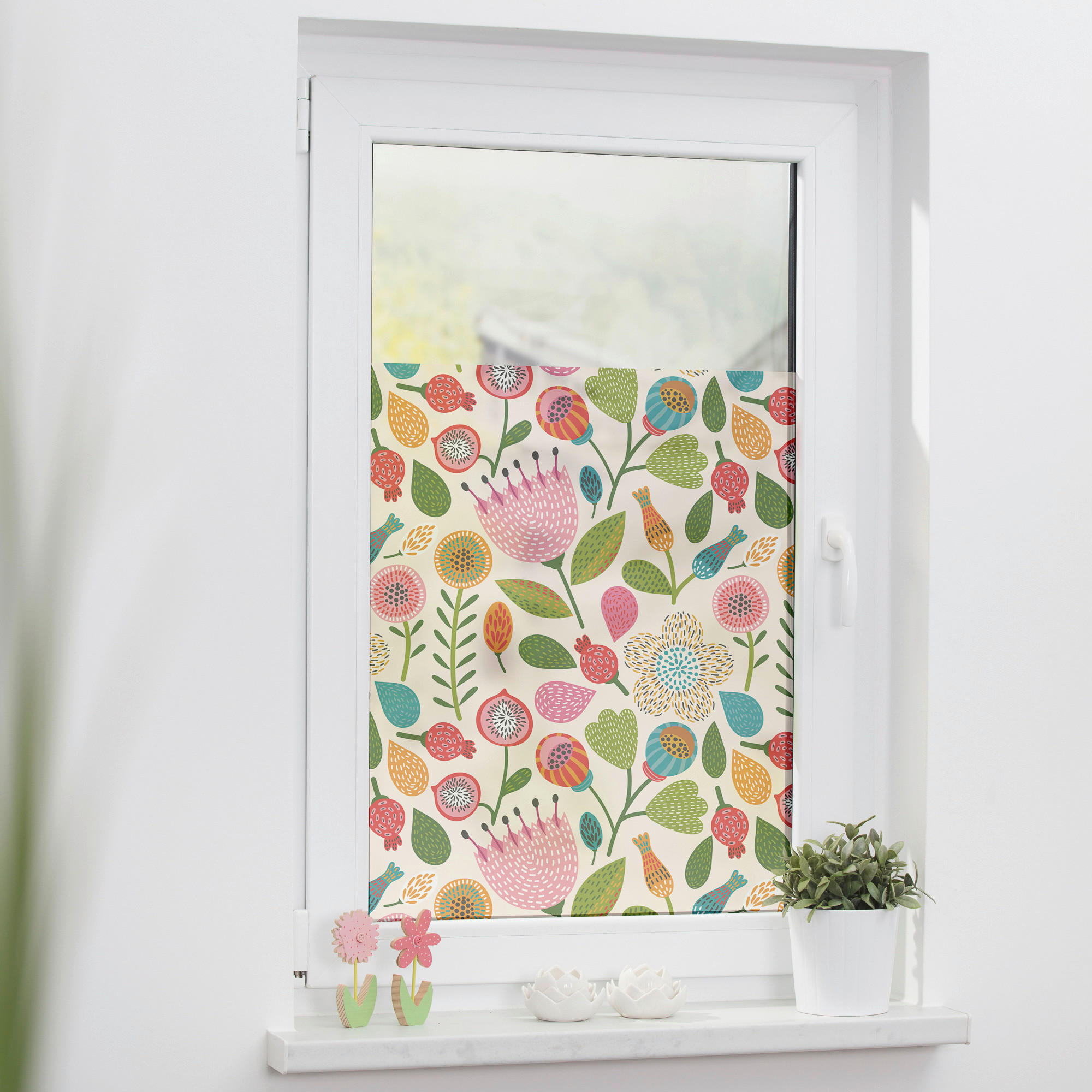 LICHTBLICK Fensterfolie Blumen Floral Blumen bunt B/L: ca. 100x100 cm günstig online kaufen