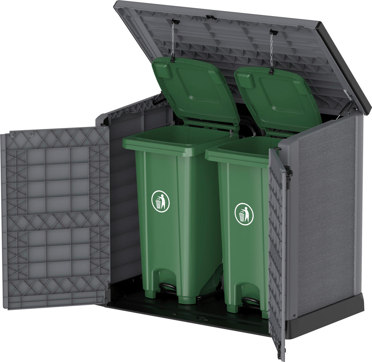 VCM Mülltonnenbox 2er StoreAway grau Kunststoff B/H/L: ca. 145x125x83 cm StoreAway - grau (83,00/145,00/125,00cm) - VCM