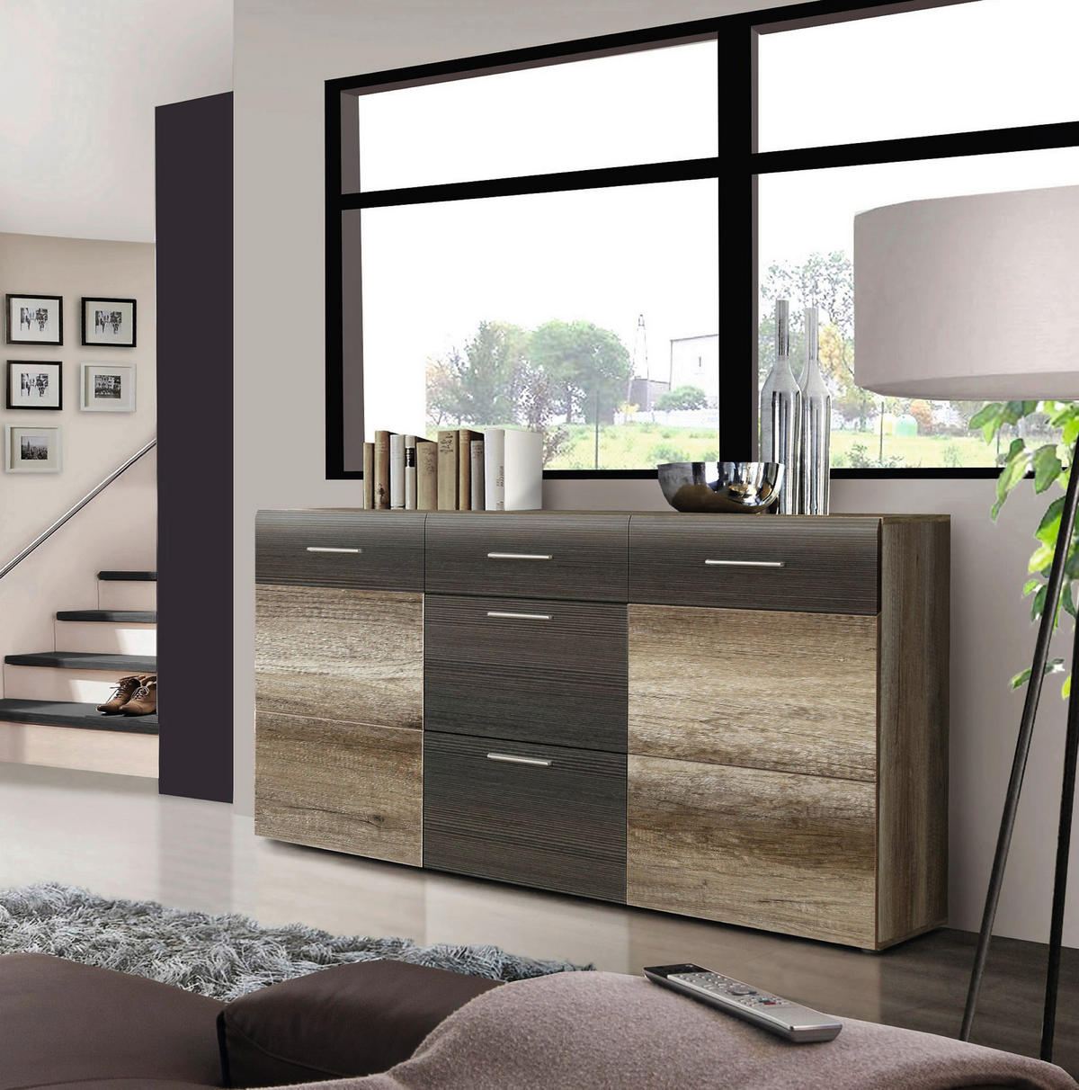 Sideboard  Eiche Antik Nachbildung Touchwood Nachbildung B/H/T: ca. 180x101x41 cm Nabou_Sideboard NBUK35-P74 - Eiche (180,00/101,00/41,00cm)