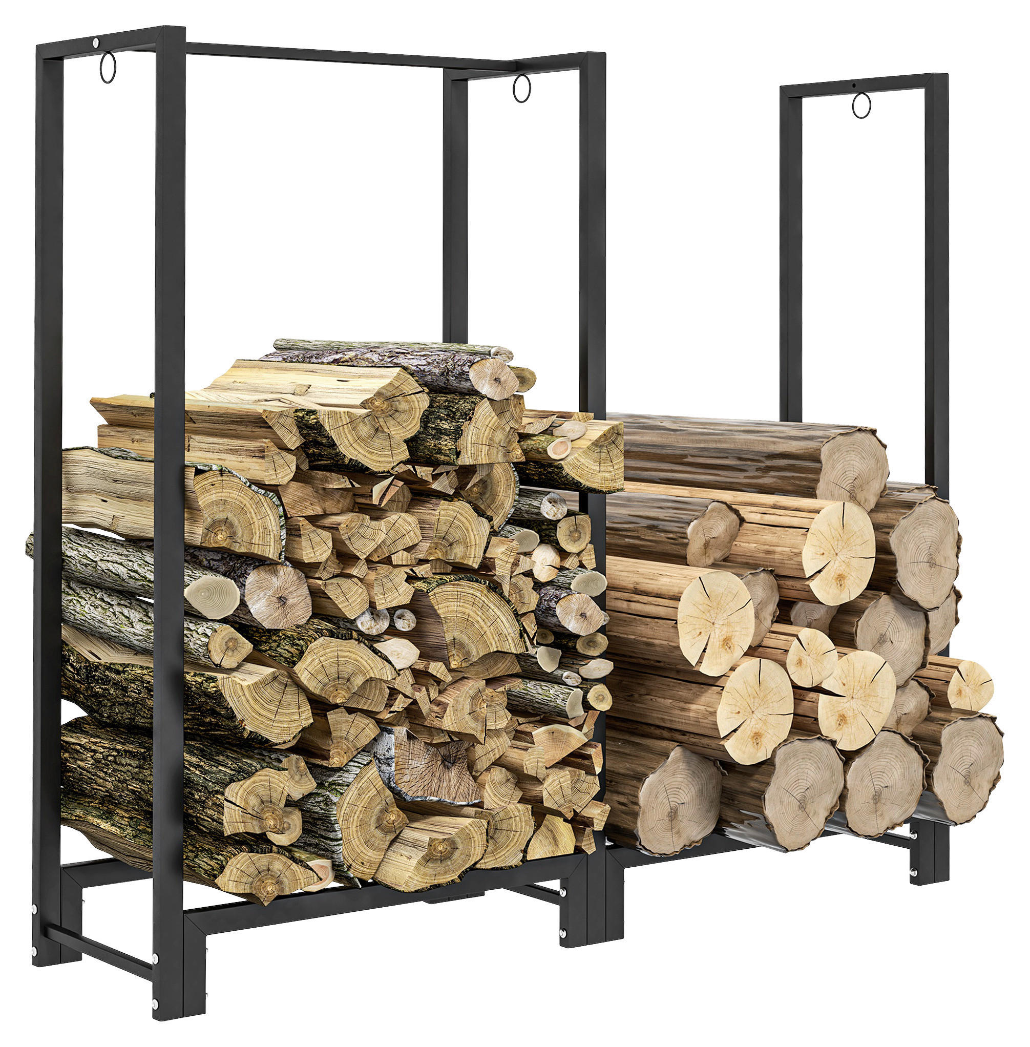 Outsunny Kaminholzregal schwarz B/H/L: ca. 32x115x123 cm Kaminholzregal - schwarz (123,00/32,00/115,00cm) - Outsunny
