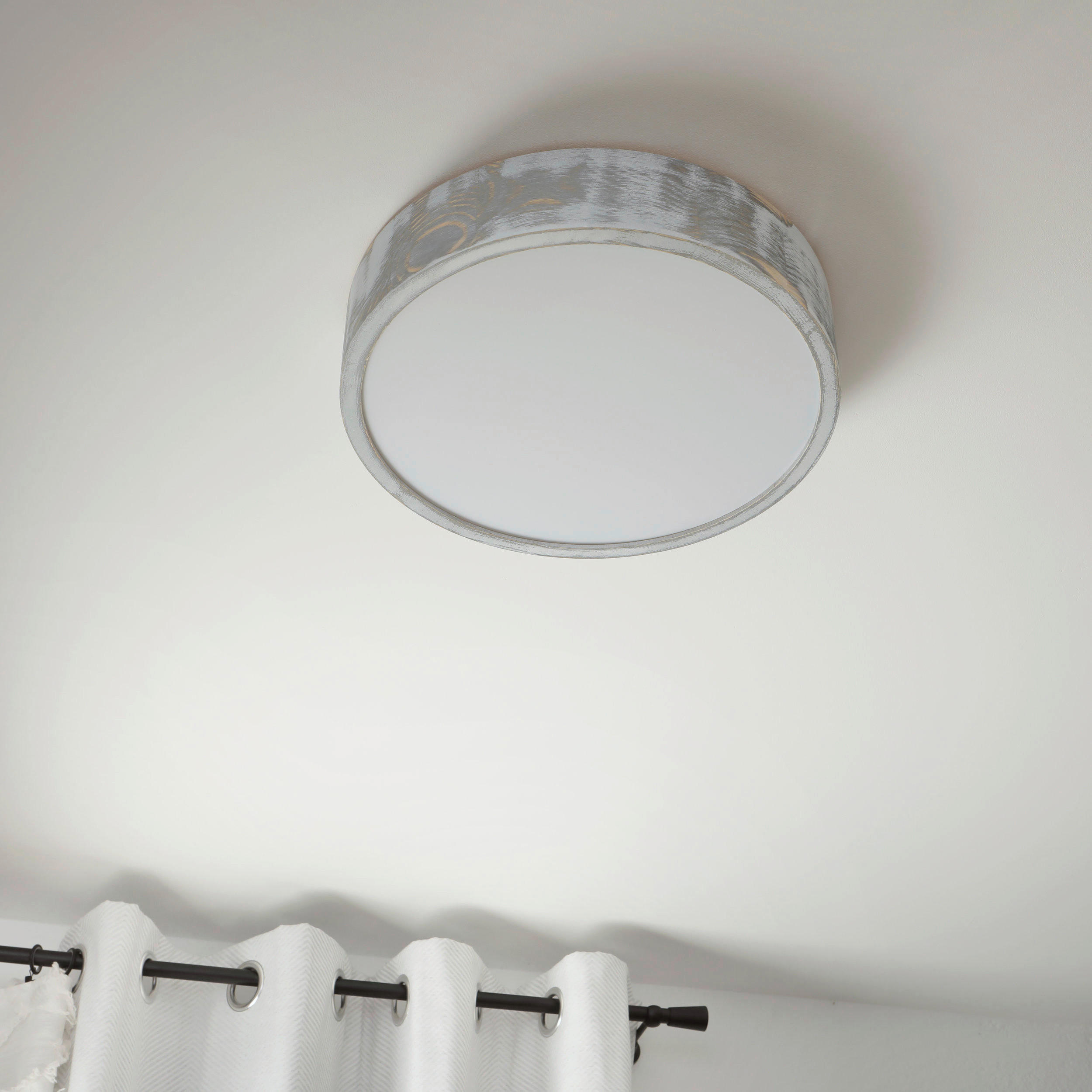 Thumbnail - Lamkur Deckenleuchte hellbraun weiß Glas Holz B/H/L: ca. 38,5x12x38,5 cm 3 Brennstellen