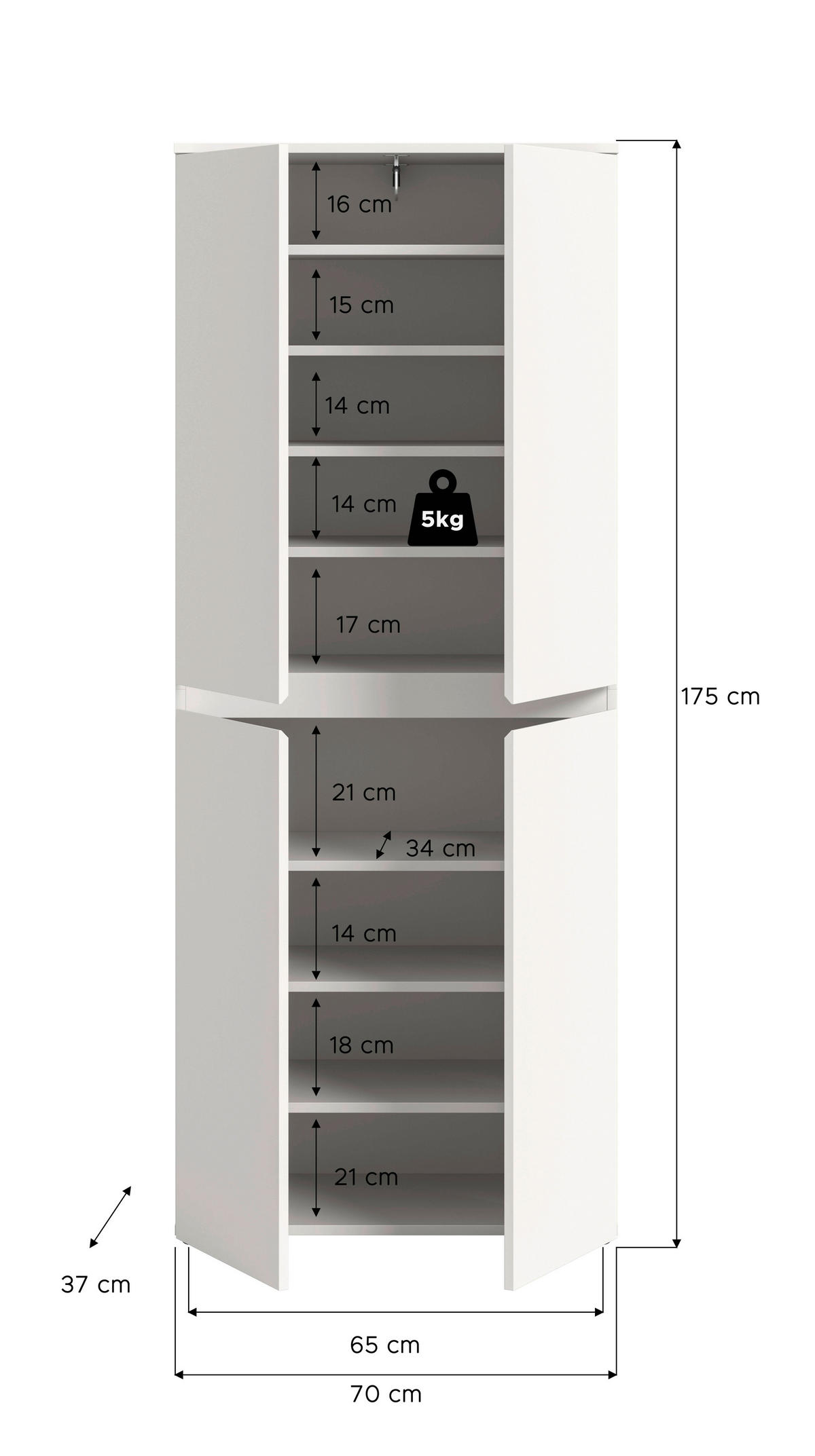 Schrank SCARPA weiß B/H/T: ca. 70x175x37 cm SCARPA - weiß (70,00/175,00/37,00cm) - xonox.home