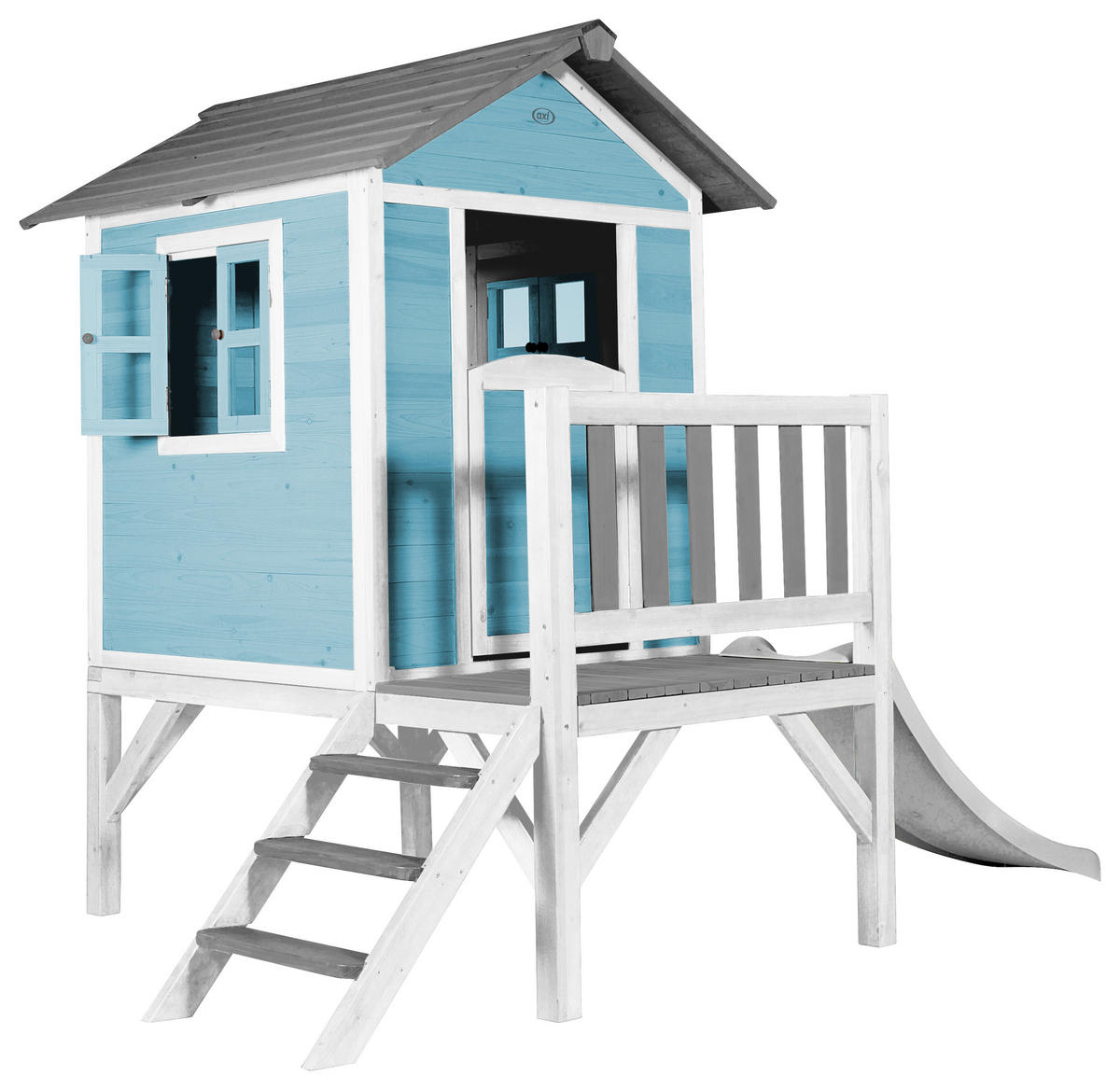 AXI Spielhaus Lodge XL blau B/H/L: ca. 240x189x167 cm Lodge XL - blau/weiß (167,00/240,00/189,00cm) - AXI