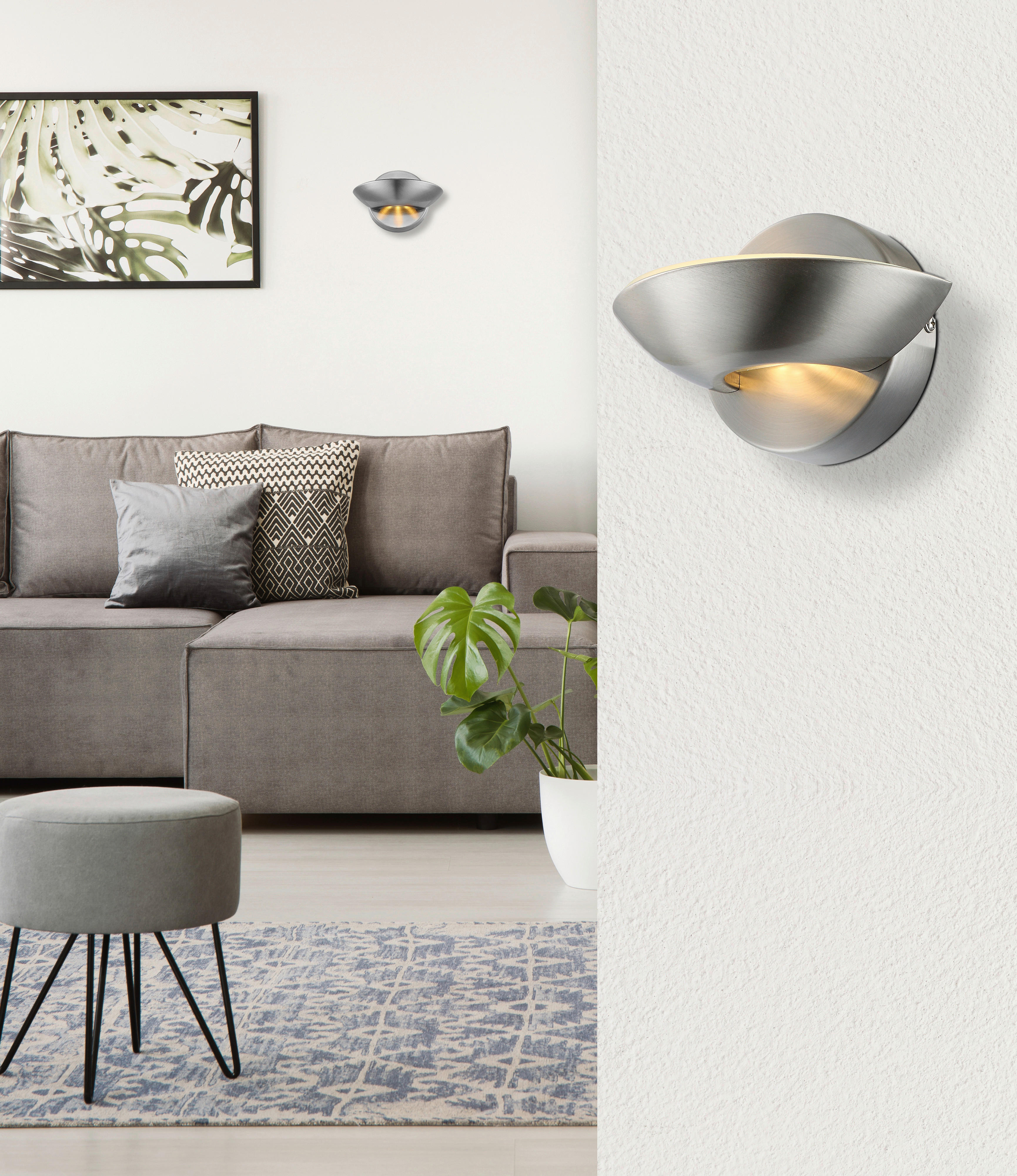 GLOBO LED-Wandleuchte nickel matt Metall B/H: ca. 16,5x11 cm SAMMY - nickel matt (16,50/11,00cm) - GLOBO