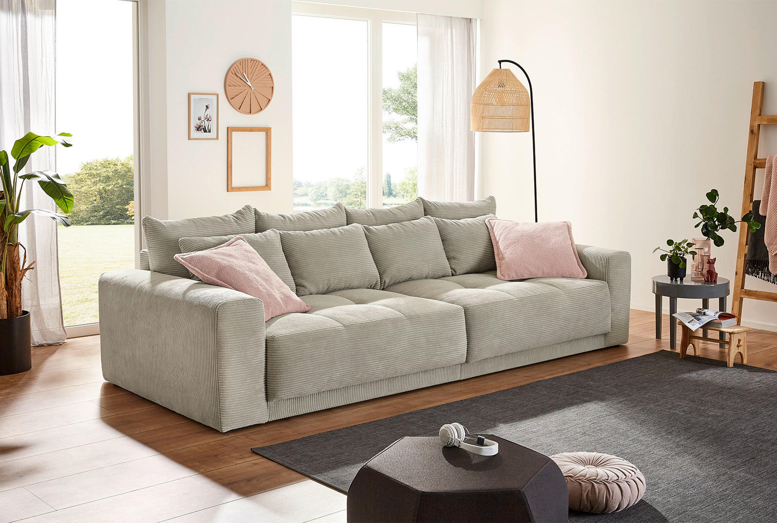 Thumbnail - Big Sofa Greige Microfaser B/H/T: ca. 298x80x135 cm