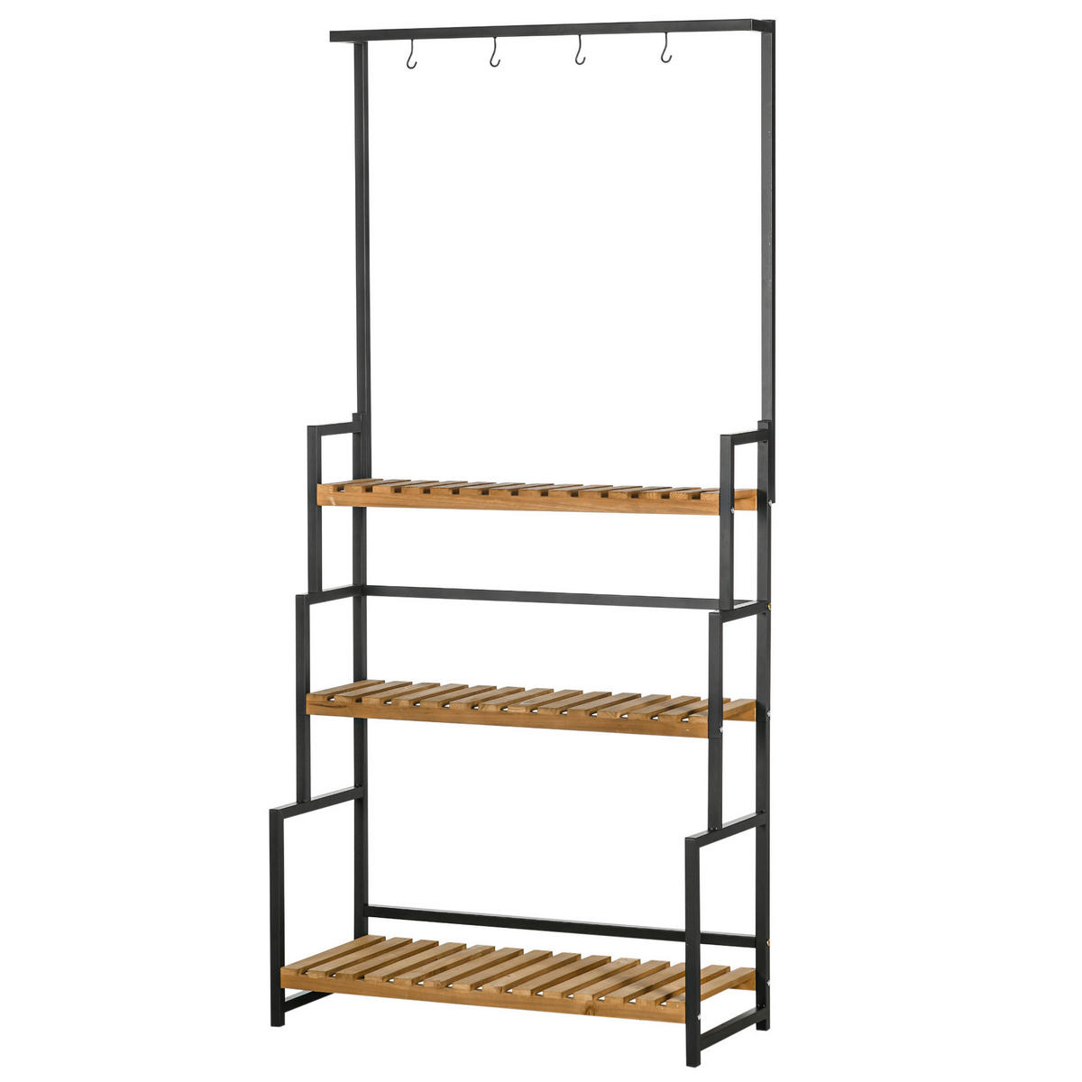 Outsunny Blumenständer natur Holz B/H/L: ca. 36x174x80 cm Blumenständer - natur/schwarz (80,00/36,00/174,00cm) - Outsunny
