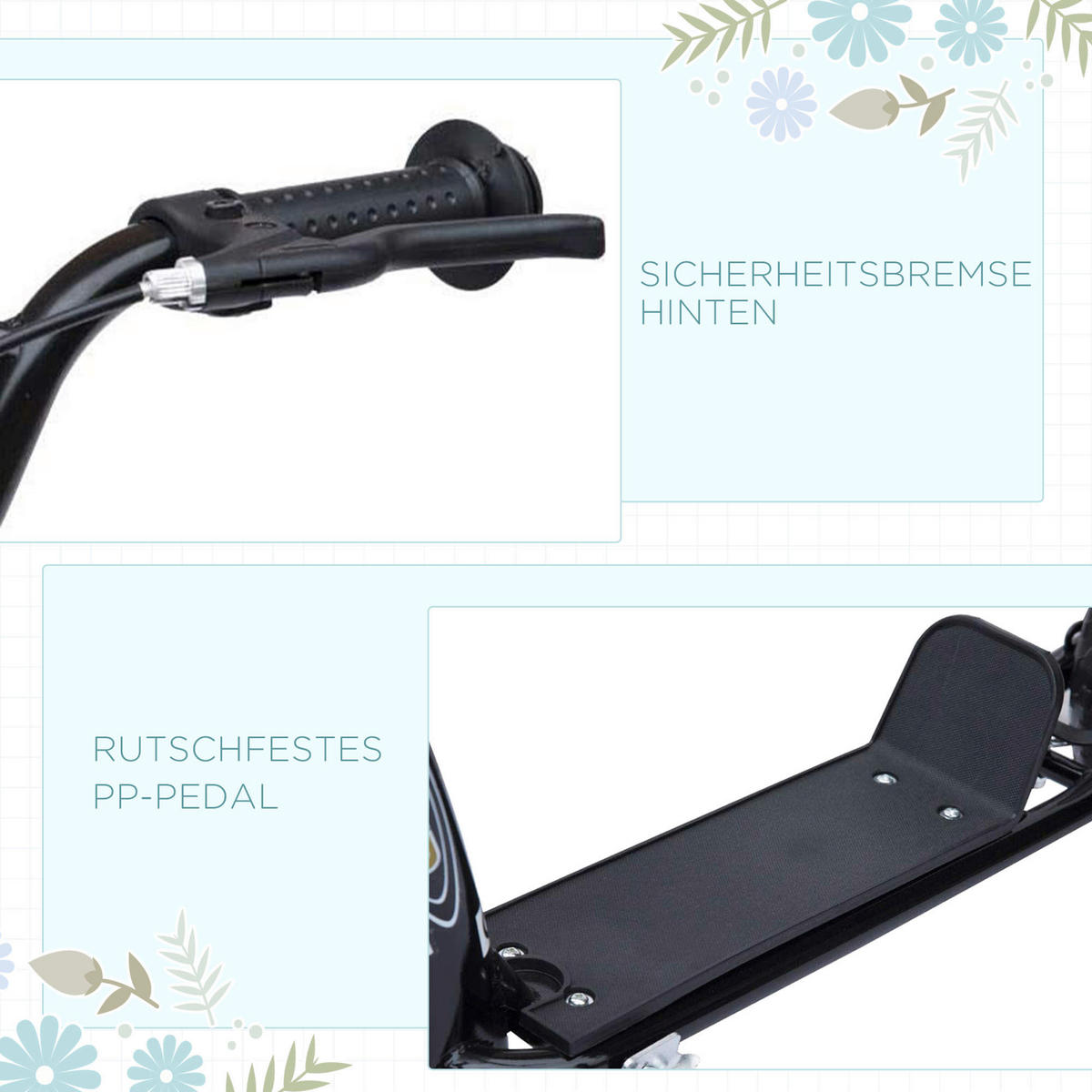 HOMCOM Kinderroller schwarz Kinderroller - schwarz (120,00/52,00/88,00cm) - HOMCOM