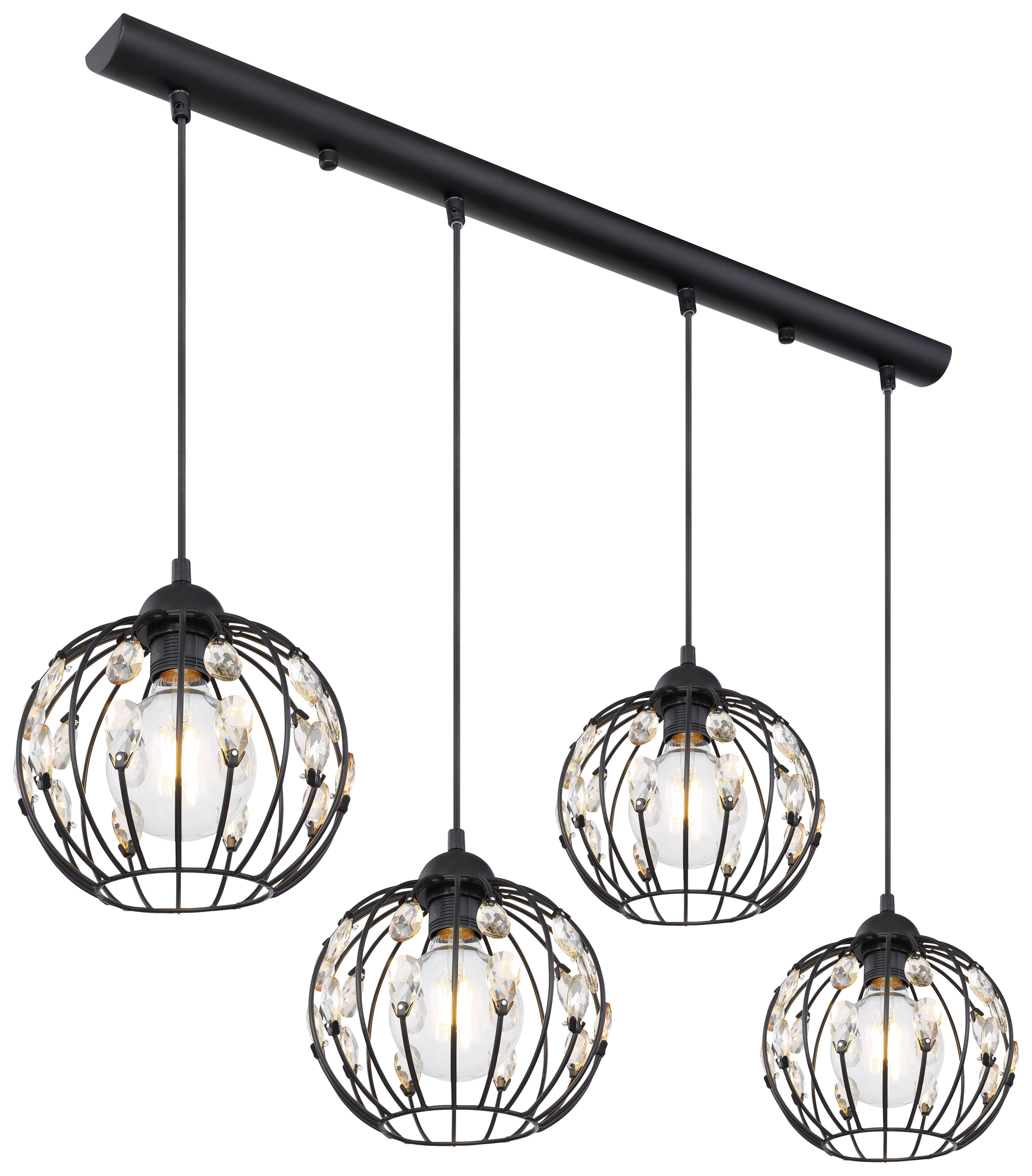 GLOBO Pendelleuchte HANAKO 16029-4H mattschwarz Metall B/H/L: ca. 20x120x80 cm E27 4 Brennstellen HANAKO - mattschwarz (80,00/20,00/120,00cm) - GLOBO