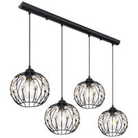 GLOBO Pendelleuchte HANAKO 16029-4H mattschwarz Metall B/H/L: ca. 20x120x80 cm E27 4 Brennstellen HANAKO - mattschwarz (80,00/20,00/120,00cm) - GLOBO