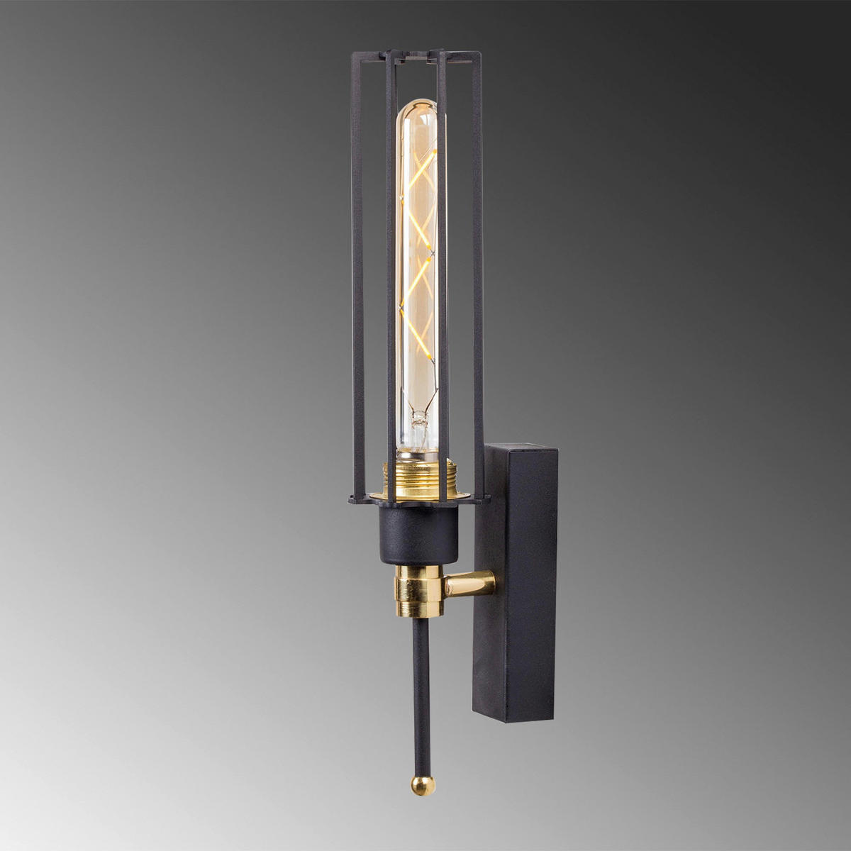 Opviq Wandleuchte schwarz gold Metall B/H/L: ca. 10x36x8 cm E27 1 Brennstellen Fellini - gold/schwarz (8,00/10,00/36,00cm) - Opviq