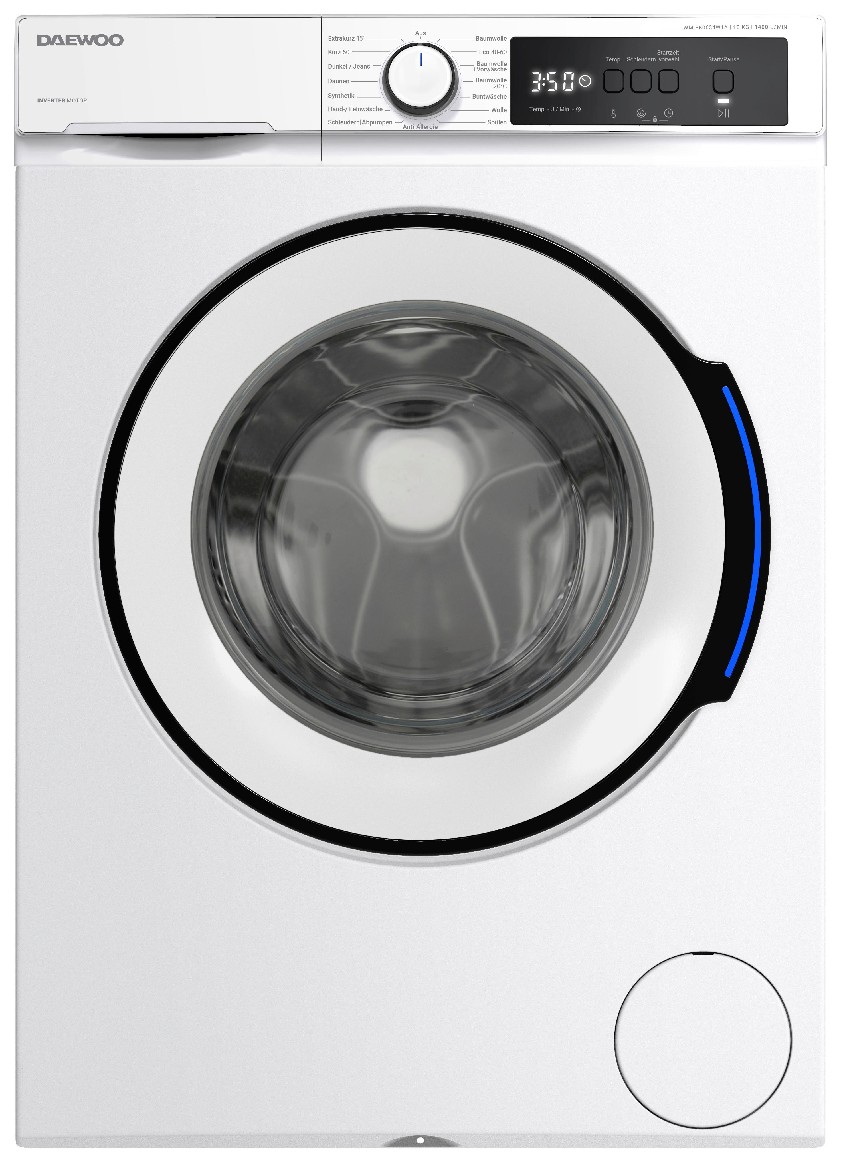 Daewoo Waschmaschine WM-FB0634W1A-DE weiß B/H/T: ca. 59,7x84,5x58,2 cm Waschmaschine WM-FB0634W1A-DE - weiß (59,70/84,50/58,20cm) - Daewoo