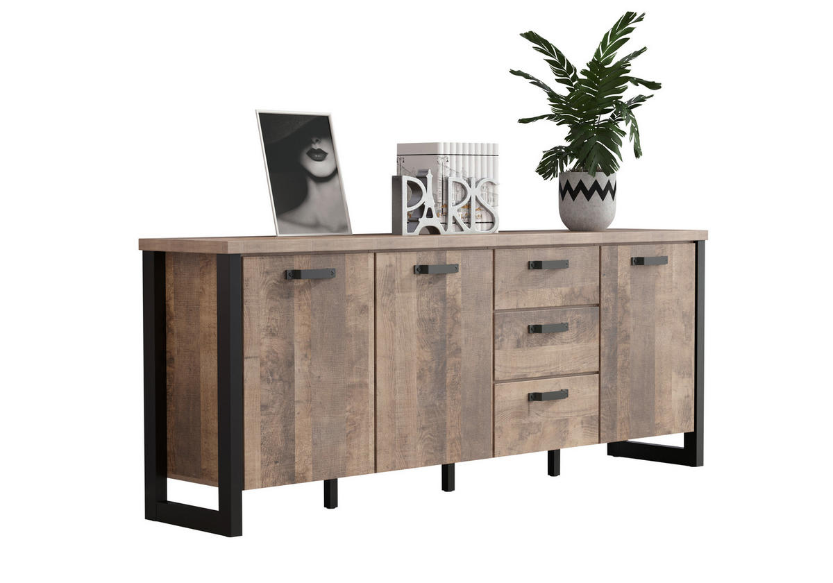 Sideboard Emile Eiche Tabak Nachbildung B/H/T: ca. 214x86x45 cm Emile - Eiche (214,00/86,00/45,00cm) - Trendteam