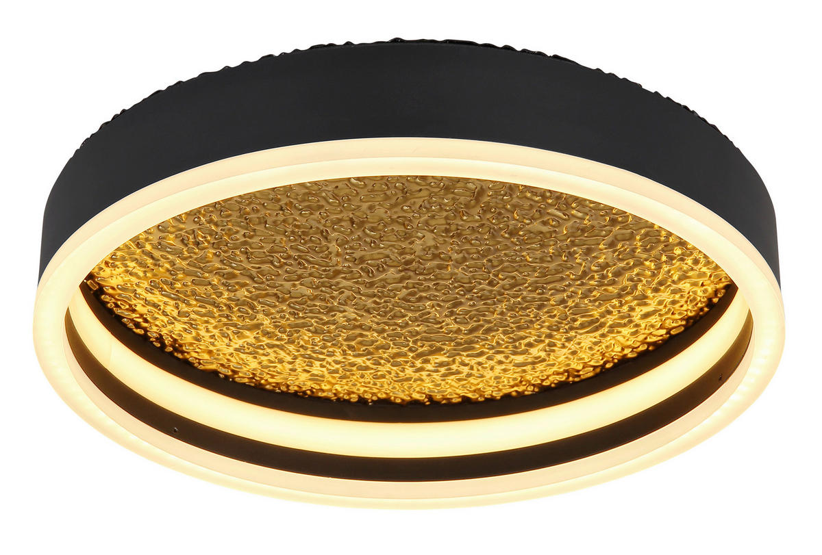 GLOBO LED-Deckenleuchte 48460-24 Hedi Opal gold schwarz weiß Metall Acryl Silikon H/D: ca. 7,5x30 cm 1 Brennstellen Hedi - gold/weiß (30,00/7,50cm) - GLOBO