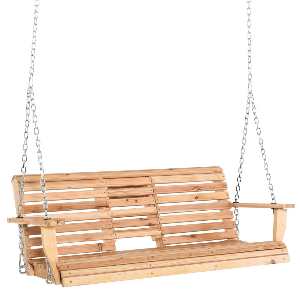 Outsunny Hängebank mit Getränkehalter natur Holz B/H/T: ca. 150x53x75 cm Hängebank mit Getränkehalter - natur (150,00/53,00/75,00cm) - Outsunny
