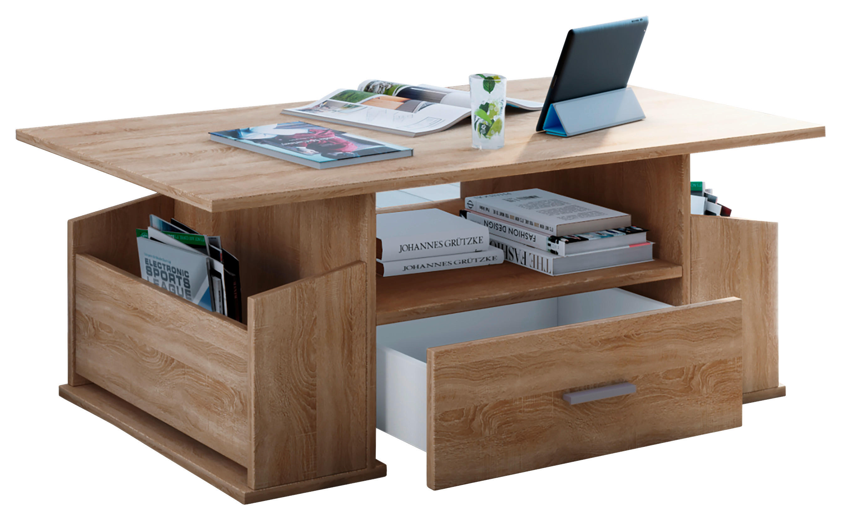 Couchtisch Junata Eiche Sonoma Nachbildung B/H/T: ca. 110x44x52 cm Junata - Eiche (110,00/44,00/52,00cm) - VCM Möbel