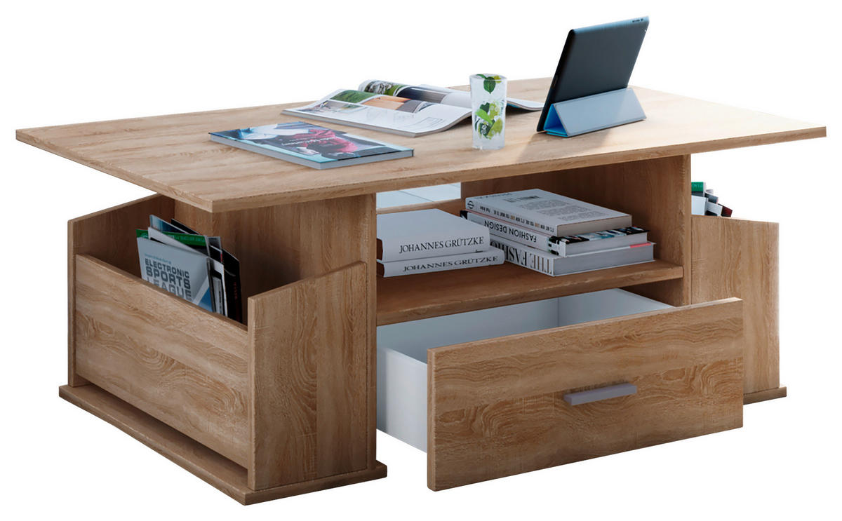 Couchtisch Junata Eiche Sonoma Nachbildung B/H/T: ca. 110x44x52 cm Junata - Eiche (110,00/44,00/52,00cm) - VCM Möbel