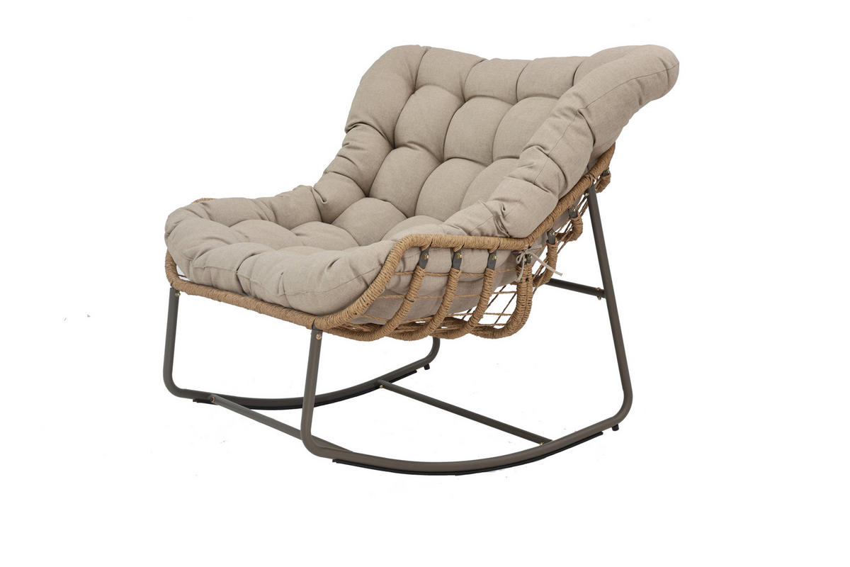 POCOline Gartenstuhl braun Stahl Schaukelstuhl_mit_Hocker - braun/beige - POCOline