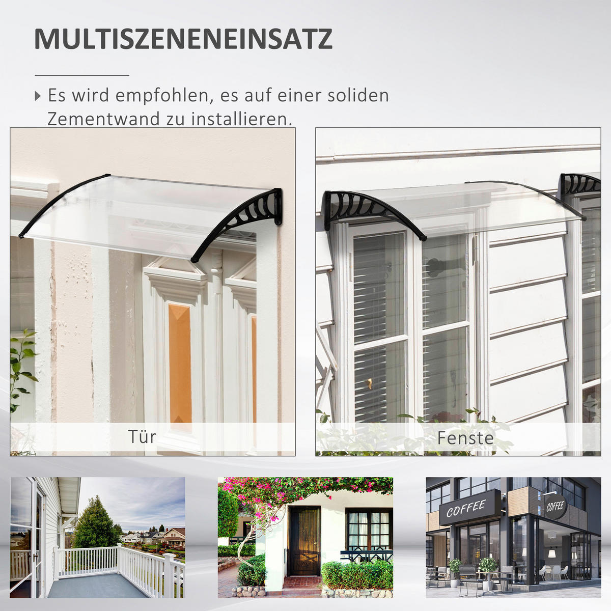 Outsunny Vordach weiß B/H/L: ca. 150x90x25 cm Vordach - weiß (25,00/150,00/90,00cm) - Outsunny