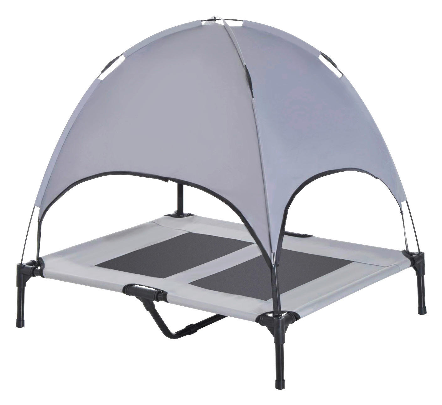 PawHut Haustierbett mit Baldachin grau Metall B/H/L: ca. 76x90x92 cm Haustierbett mit Baldachin - grau (92,00/76,00/90,00cm) - PawHut