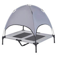 PawHut Haustierbett mit Baldachin grau Metall B/H/L: ca. 76x90x92 cm Haustierbett mit Baldachin - grau (92,00/76,00/90,00cm) - PawHut