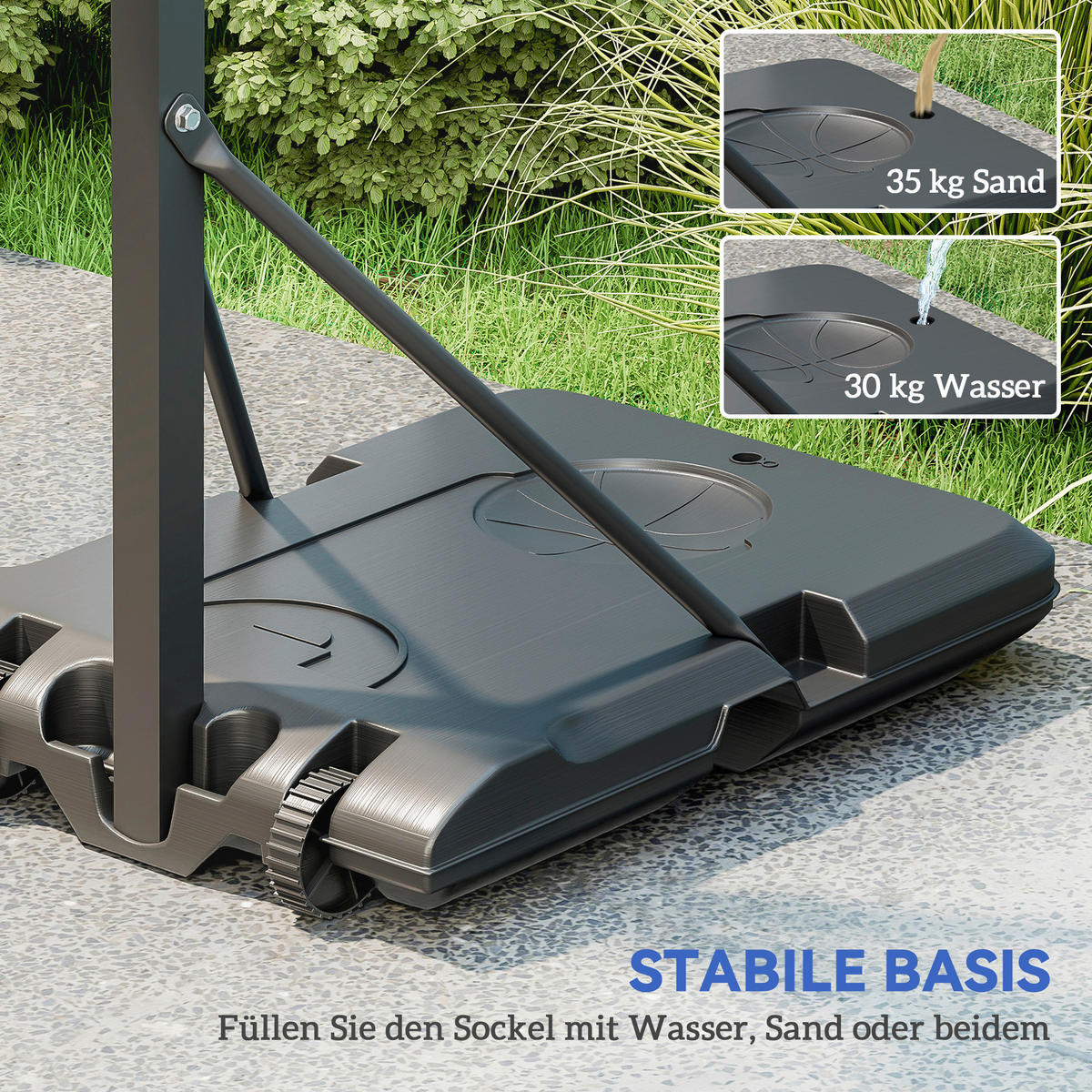 SPORTNOW Basketballkorb schwarz B/H/L: ca. 71x270x175 cm Basketballkorb - schwarz (175,00/71,00/270,00cm) - SPORTNOW