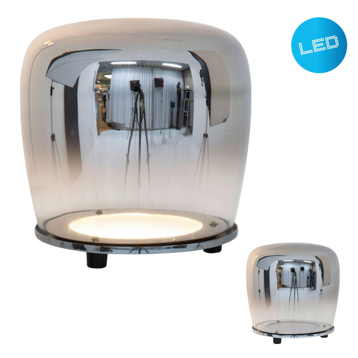 Näve Leuchten LED-Tischleuchte Chrom Metall Glas B/H/T/D: ca. 18x18x18x18 cm SMOKY - Chrom (18,00/18,00/18,00cm) - Näve Leuchten
