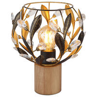 GLOBO Tischleuchte MIKA 15759T gold braun Holz H/D: ca. 25x20 cm E27 1 Brennstellen MIKA - braun/gold (20,00/25,00cm) - GLOBO