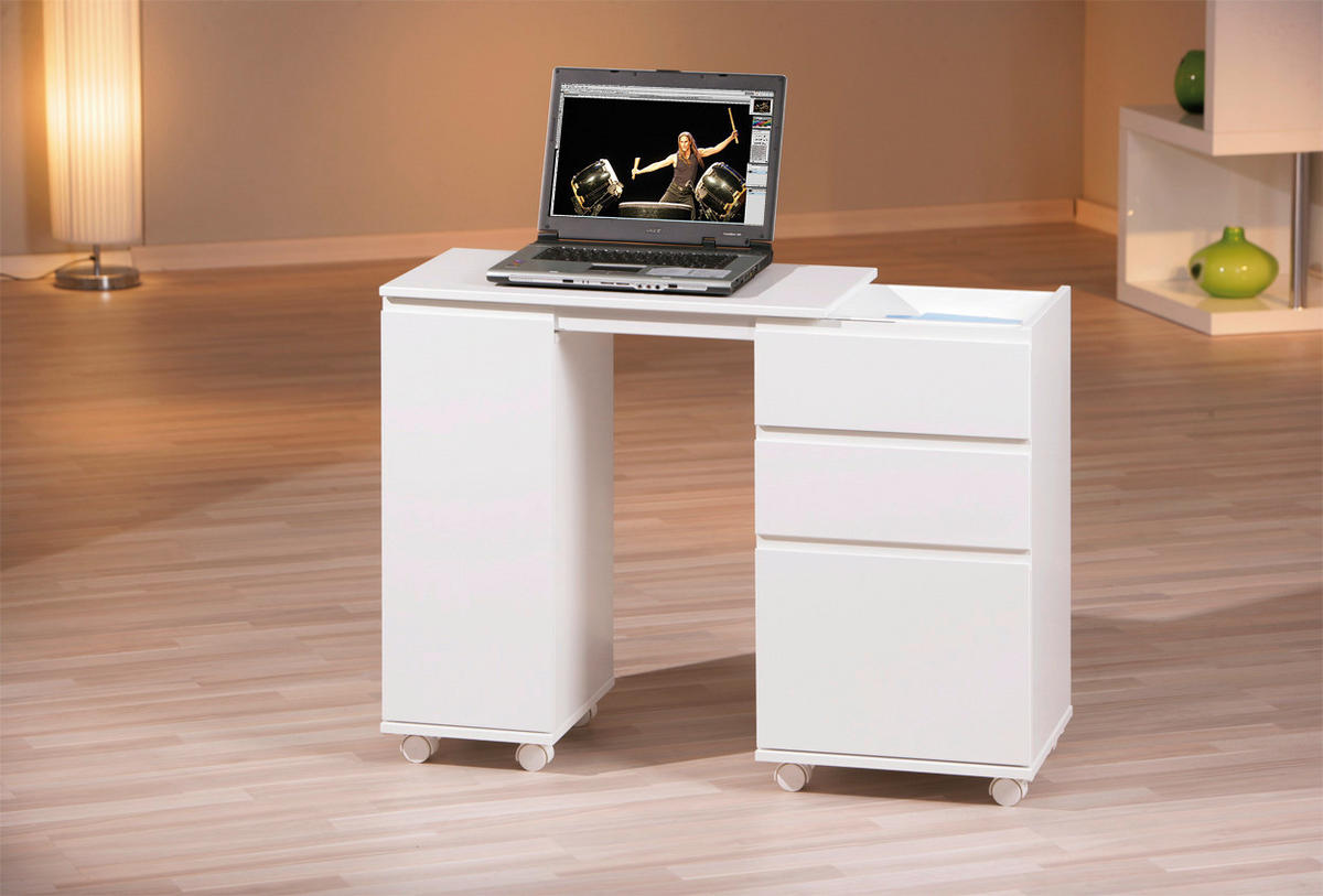 Schreibtisch Laptop Office weiß B/H/T: ca. 66x72x37 cm Laptop Office - weiß (66,00/72,00/37,00cm) - Inter Link
