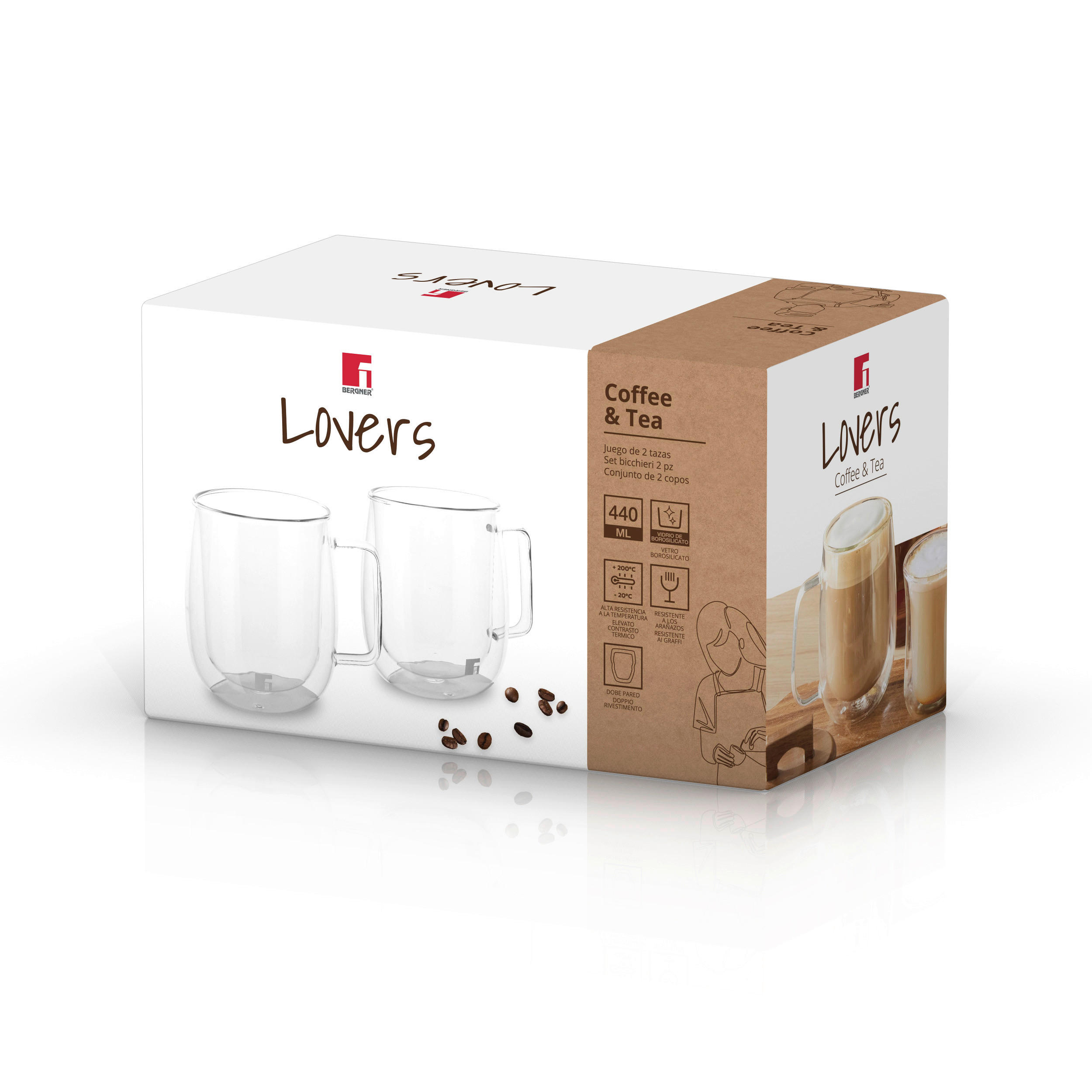 BERGNER Trinkgläserset COFFEE & TEA LOVERS transparent COFFEE & TEA LOVERS - transparent (21,50/13,00/13,00cm) - BERGNER