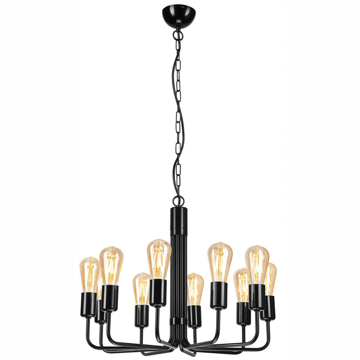 Lamkur Pendelleuchte schwarz Stahl B/H/L: ca. 54x98x54 cm E27 10 Brennstellen TIFFANY - schwarz (54,00/54,00/98,00cm) - Lamkur