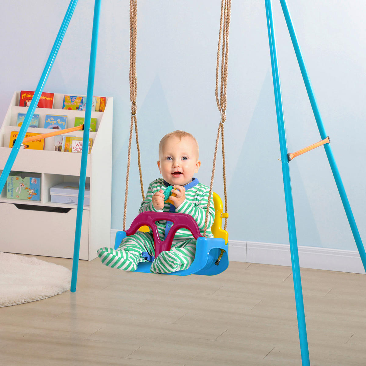 Outsunny Schaukel blau B/H/L: ca. 33x42x180 cm Kinderschaukel - lila/blau (180,00/33,00/42,00cm) - Outsunny