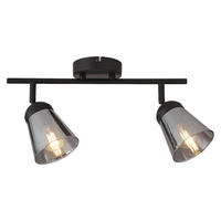 Searchlight Strahler schwarz Glas Stahl B/H/L: ca. 25x20x50 cm E14 2 Brennstellen Mega - schwarz (50,00/25,00/20,00cm) - Searchlight