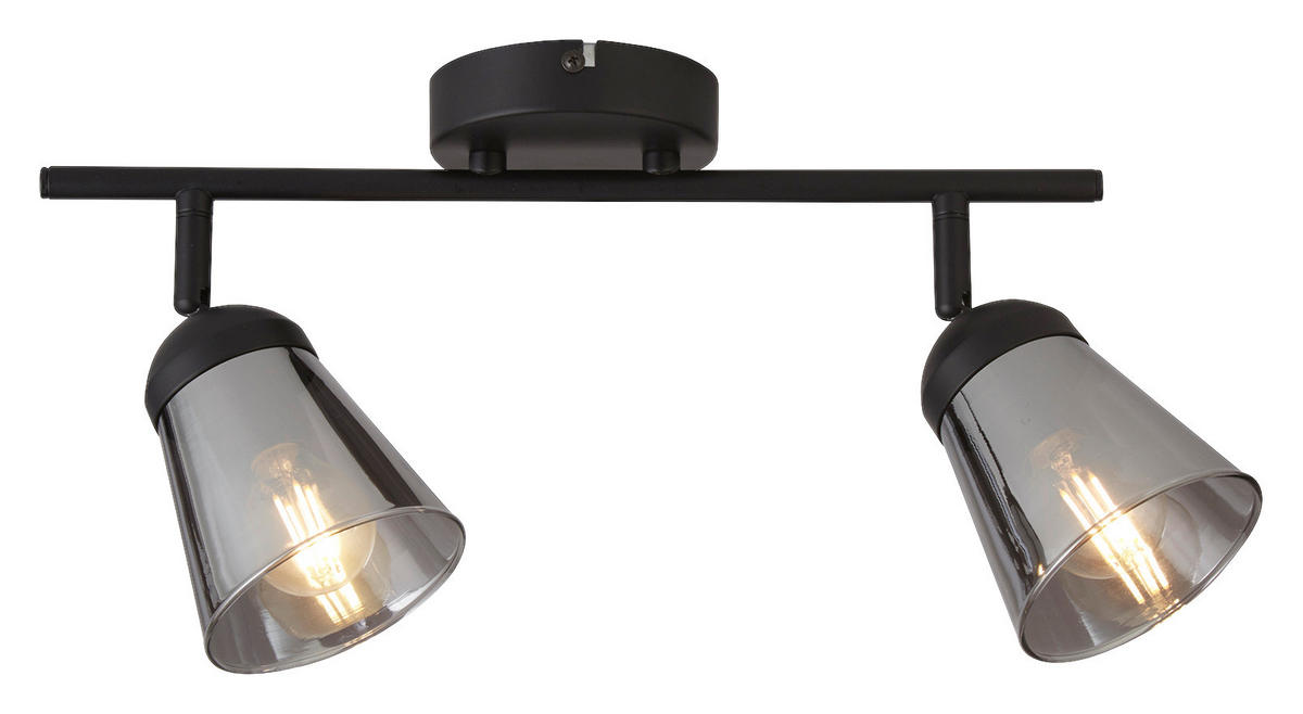 Searchlight Strahler schwarz Glas Stahl B/H/L: ca. 25x20x50 cm E14 2 Brennstellen Mega - schwarz (50,00/25,00/20,00cm) - Searchlight