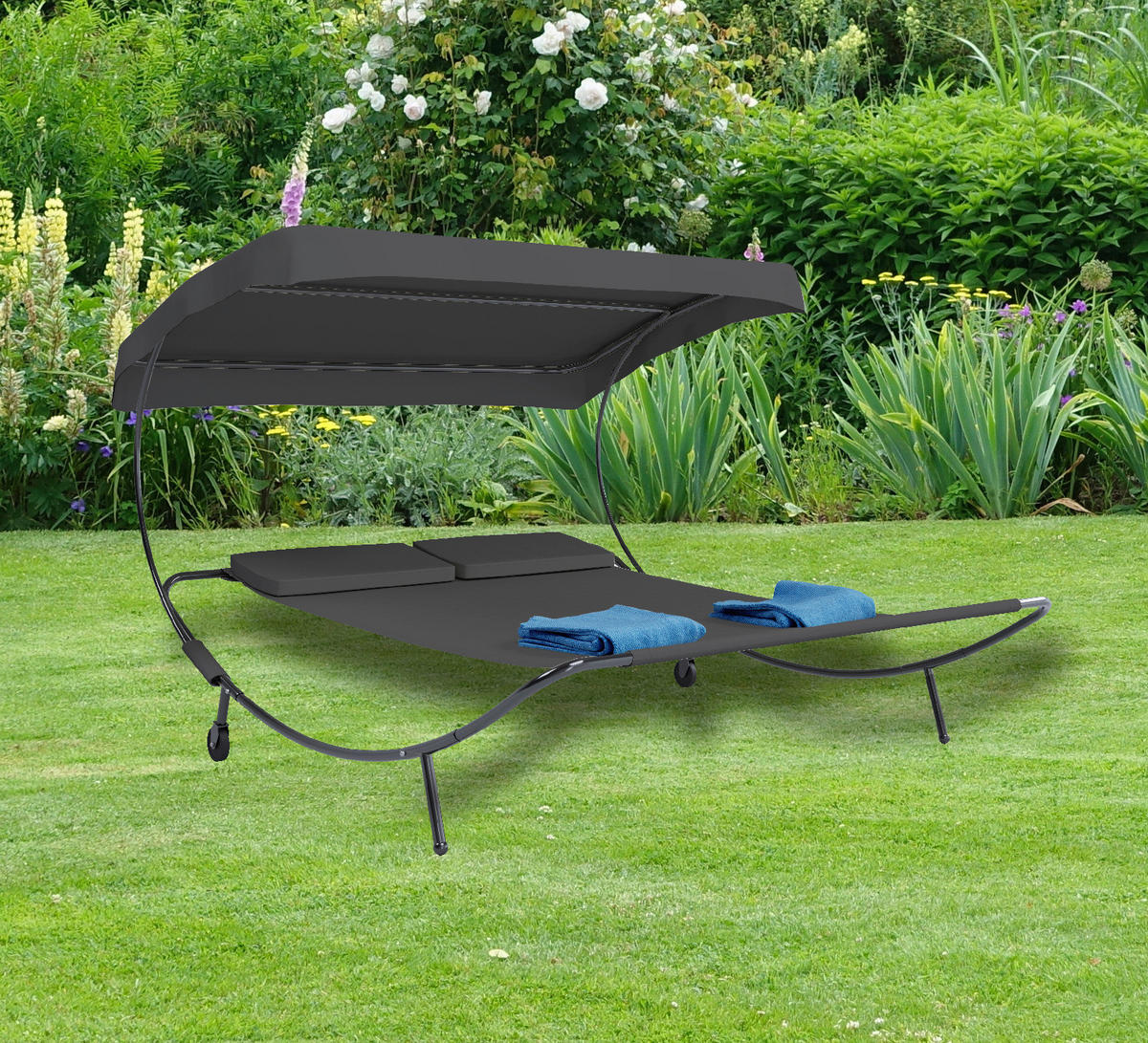 VCM Doppelliege Bindox grau Kunststoff B/H/T: ca. 130x137x200 cm Bindox - grau (130,00/137,00/200,00cm) - VCM