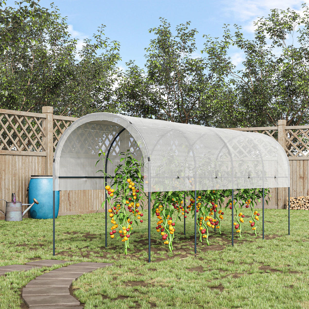 Outsunny Tomatengewächsüberdachung B/H/L: ca. 120x170x400 cm Tomatengewächsüberdachung - weiß (400,00/120,00/170,00cm) - Outsunny