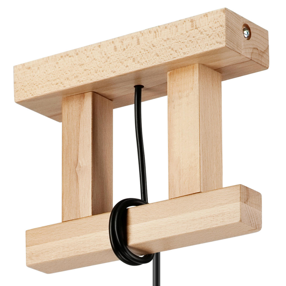 Lamkur Pendelleuchte LEON 34805 natur Holz Stahl H/L: ca. 80x20 cm E27 1 Brennstellen Leon - natur (20,00cm) - Lamkur