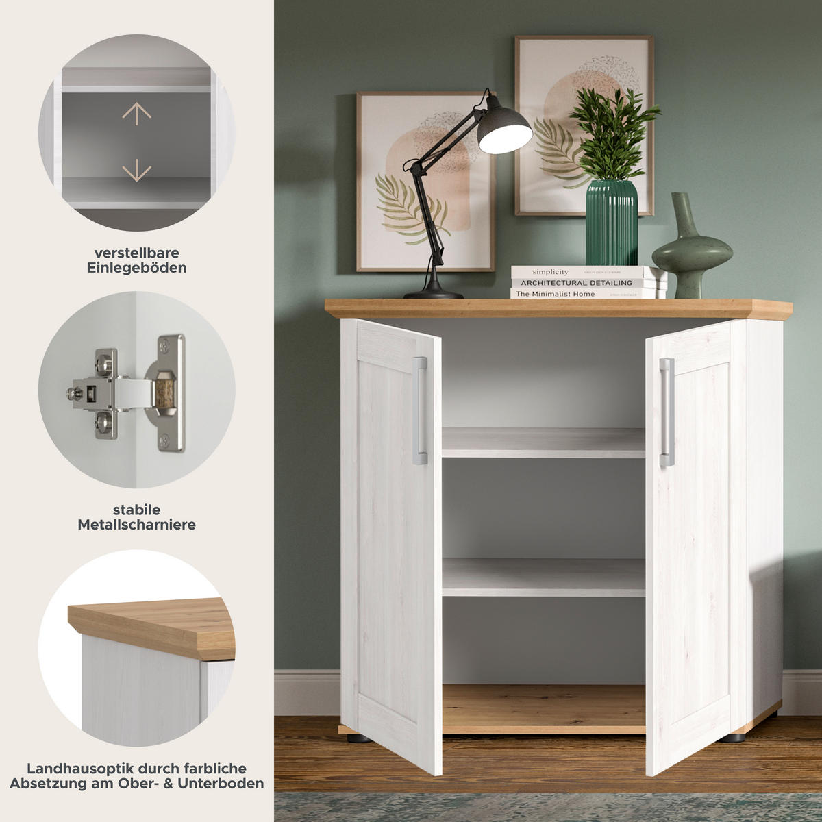 Kommode Verona Sibiu Lärche Nachbildung Eiche Artisan Nachbildung B/H/T: ca. 90x88x37 cm Verona - Eiche (90,00/88,00/37,00cm) - xonox.home