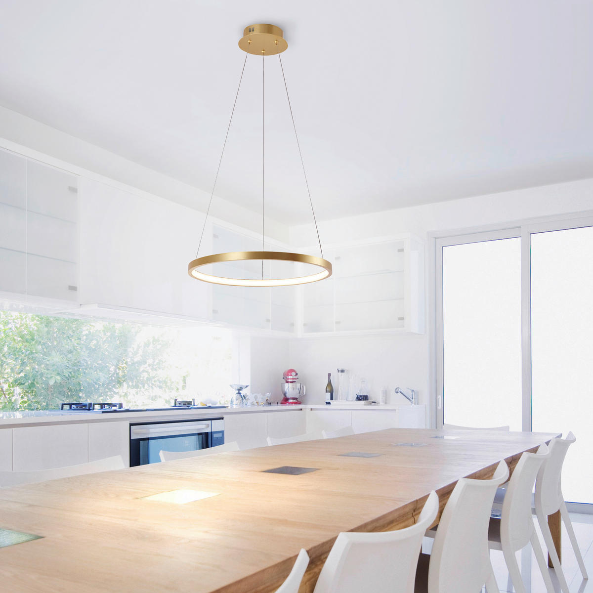 Just Light LED-Pendelleuchte CIRCLE 11522-12 gold weiß Metall Kunststoff H/D: ca. 120x39 cm 1.0 Brennstellen CIRCLE - gold/weiß (39,00/120,00cm) - Just Light