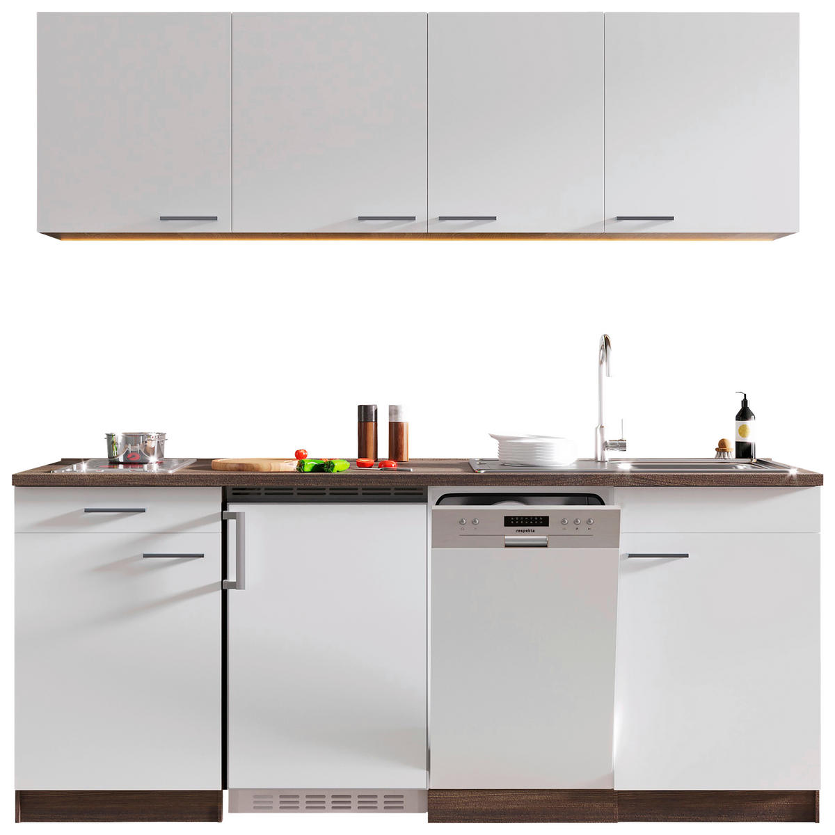 Respekta Küchenblock Economy weiß matt B/H/T: ca. 195x200x60 cm Economy - Eiche/weiß (195,00/200,00/60,00cm) - Respekta
