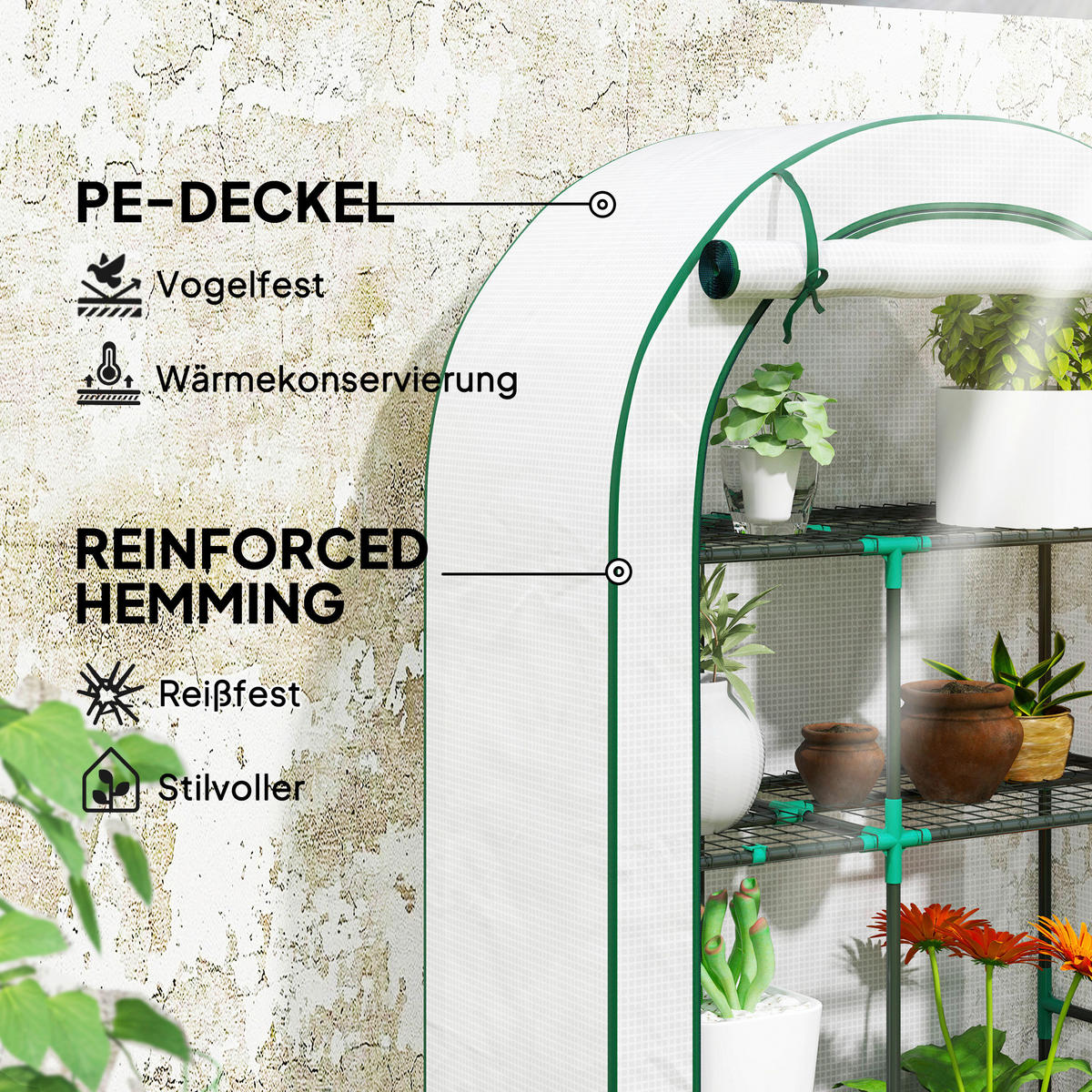 Outsunny Gewächshaus Gewächshaus - weiß (100,00/45,00/160,00cm) - Outsunny