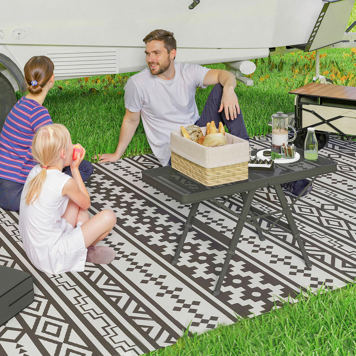 Outsunny Campingtisch schwarz Metall B/H/L: ca. 40,5x58x90 cm Campingtisch - schwarz (90,00/40,50/58,00cm) - Outsunny