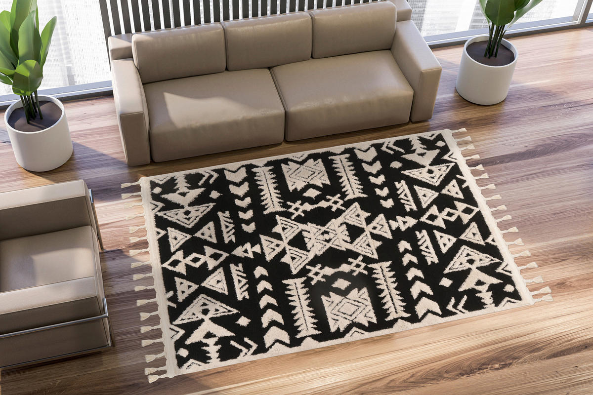 360Living Teppich Lovis schwarz B/L: ca. 120x170 cm Lovis - schwarz (120,00/170,00cm) - 360Living