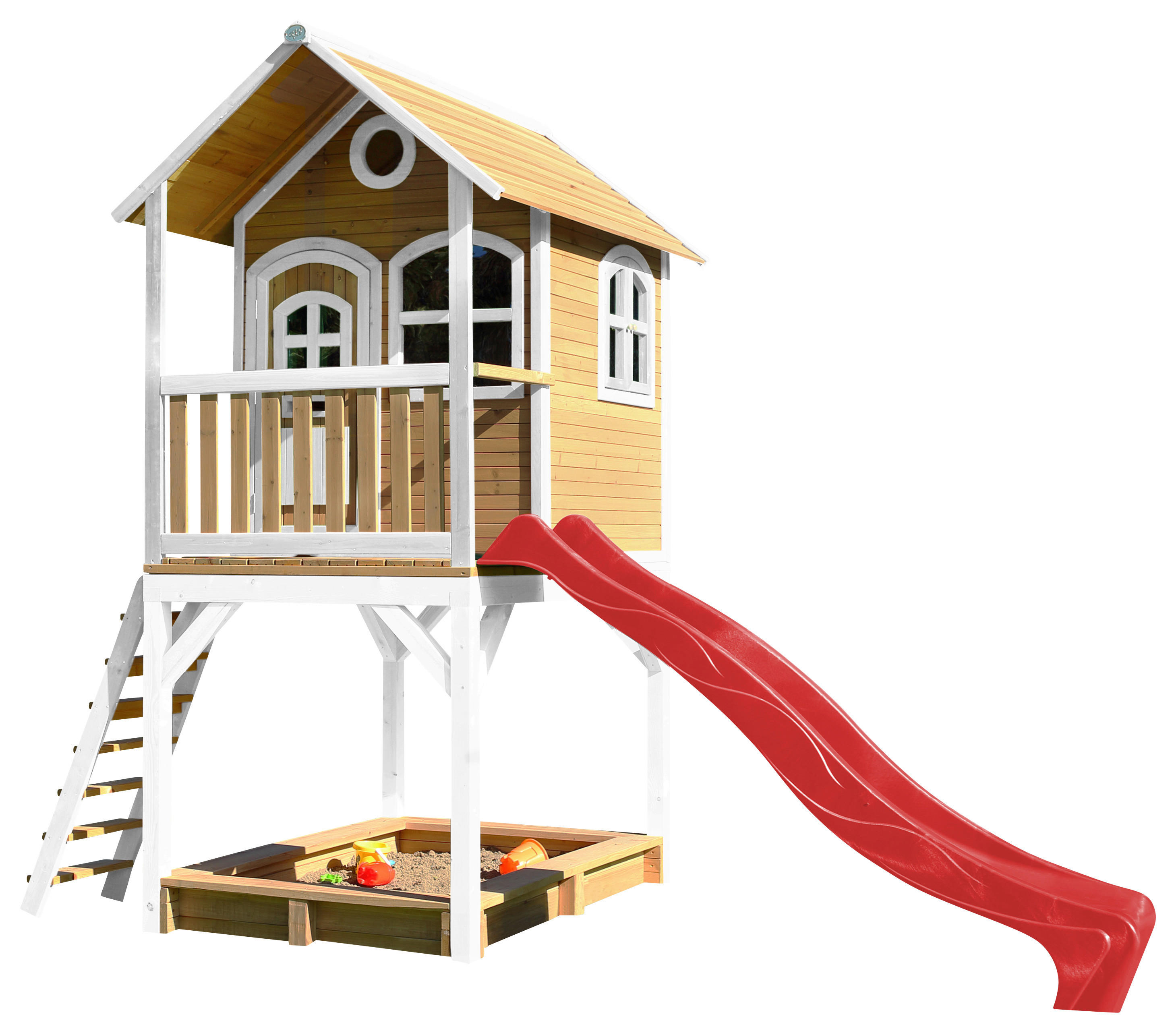 AXI Spielhaus Sarah braun B/H/L: ca. 370x291x191 cm Sarah - braun/weiß (191,00/370,00/291,00cm) - AXI