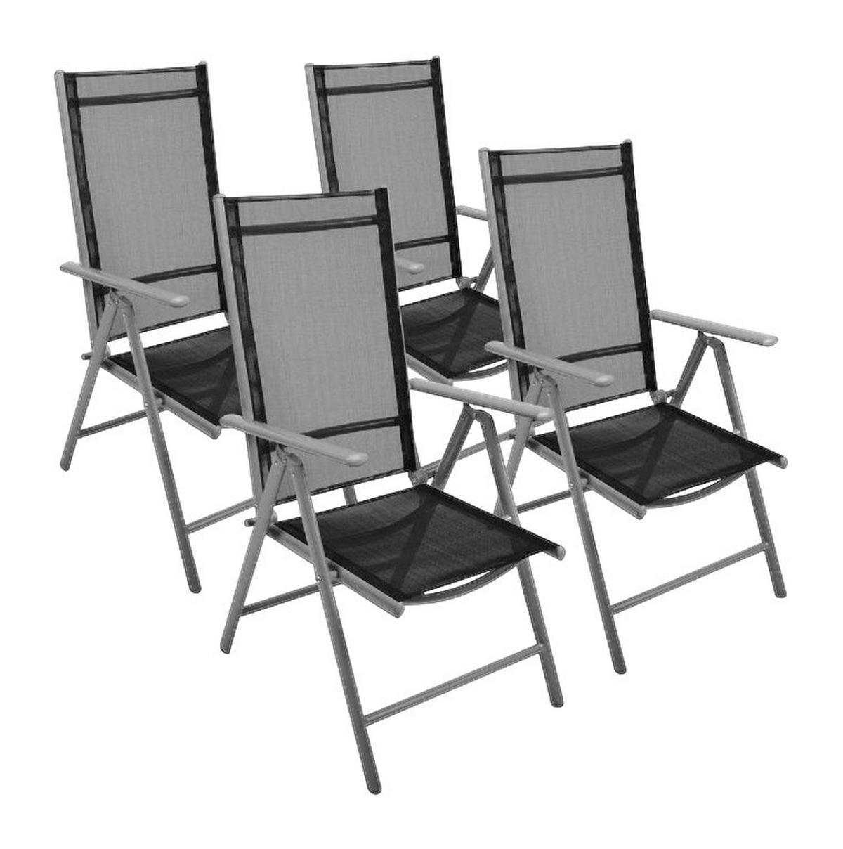 VCM Klappsessel 4er Set schwarz Aluminium B/H/T: ca. 56x105x65 cm 4er Set - schwarz (56,00/105,00/65,00cm) - VCM