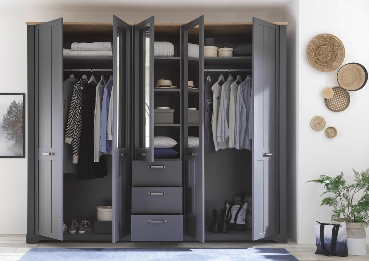 Kleiderschrank Elastir Graphit Eiche Artisan Nachbildung B/H/T: ca. 270x225x62 cm Elastir - Eiche/Graphit (270,00/225,00/62,00cm)