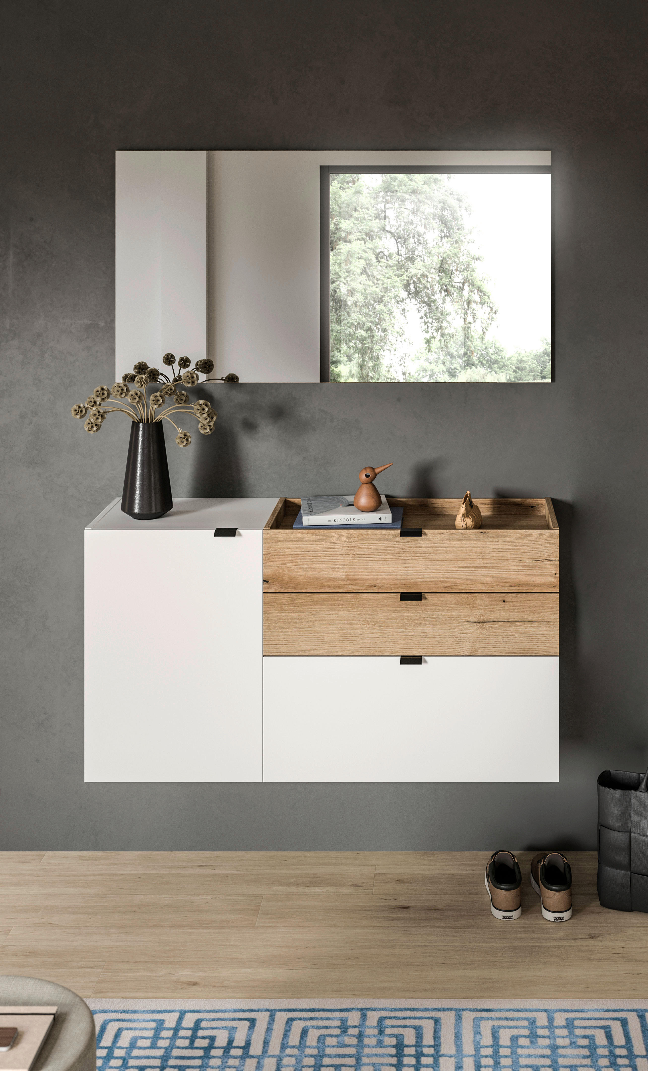 Thumbnail - Garderobe Naro weiß Evoke Oak Nachbildung B/H/T: ca. 120x194x37 cm