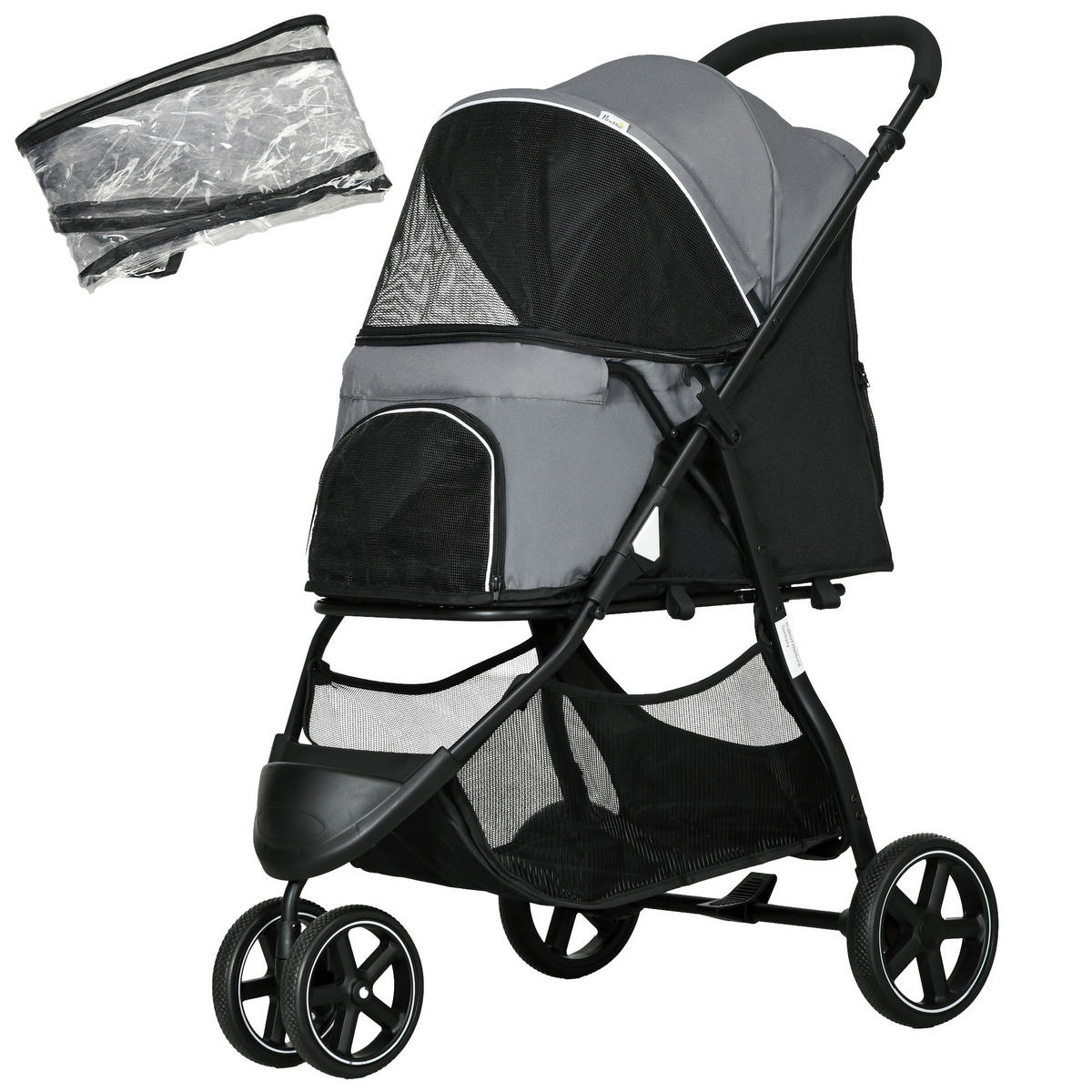 PawHut Hunde-Zubehör grau Polyester B/H/L: ca. 55x83x101 cm Hundebuggy - grau (101,00/55,00/83,00cm) - PawHut